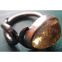 Sarı doğal Taşlı Gümüş Yüzük_1224