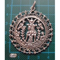 Kuşlu ve Kadın Figürlü Gümüş Kolye Ucu_148