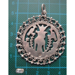 Kuşlu ve Kadın Figürlü Gümüş Kolye Ucu_148