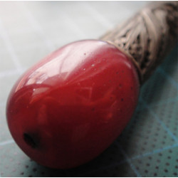 Kehribar Uçlu Telkari İşçilikli Gümüş Ağızlık_104