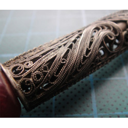 Kehribar Uçlu Telkari İşçilikli Gümüş Ağızlık_104