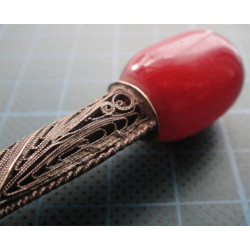 Kehribar Uçlu Telkari İşçilikli Gümüş Ağızlık_104