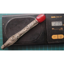 Kehribar Uçlu Telkari İşçilikli Gümüş Ağızlık_104