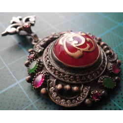 Akik Taşlı İşlemeli Gümüş Kolye Ucu_1646