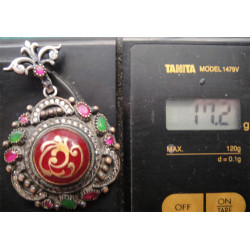 Akik Taşlı İşlemeli Gümüş Kolye Ucu_1646