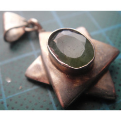 Doğal Taşlı Altı Köşeli Gümüş Kolye Ucu_1670