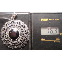 Siyah Taşlı Gümüş Kolye Ucu_1674