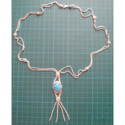 Turkuaz Taşlı El işçilikli Gümüş Kolye_455