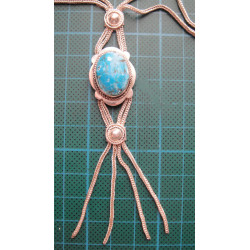 Turkuaz Taşlı El işçilikli Gümüş Kolye_455