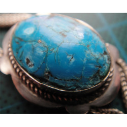 Turkuaz Taşlı El işçilikli Gümüş Kolye_455