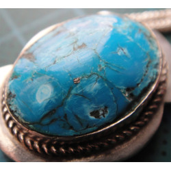 Turkuaz Taşlı El işçilikli Gümüş Kolye_455