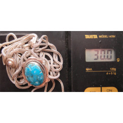 Turkuaz Taşlı El işçilikli Gümüş Kolye_455