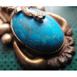 Turkuaz Taşlı Gümüş Kolye ve Küpe Set_461