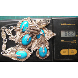 Turkuaz Taşlı Gümüş Kolye ve Küpe Set_461
