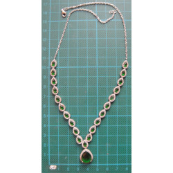 Doğal Yeşil Taşlı Gümüş Kolye_462