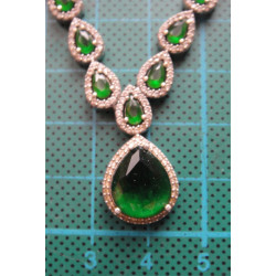 Doğal Yeşil Taşlı Gümüş Kolye_462