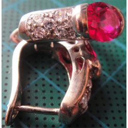 Kırmızı Taşlı Gümüş Küpe_373