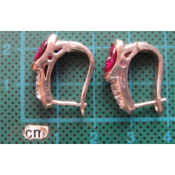 Kırmızı Taşlı Gümüş Küpe_373