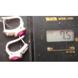 Kırmızı Taşlı Gümüş Küpe_373