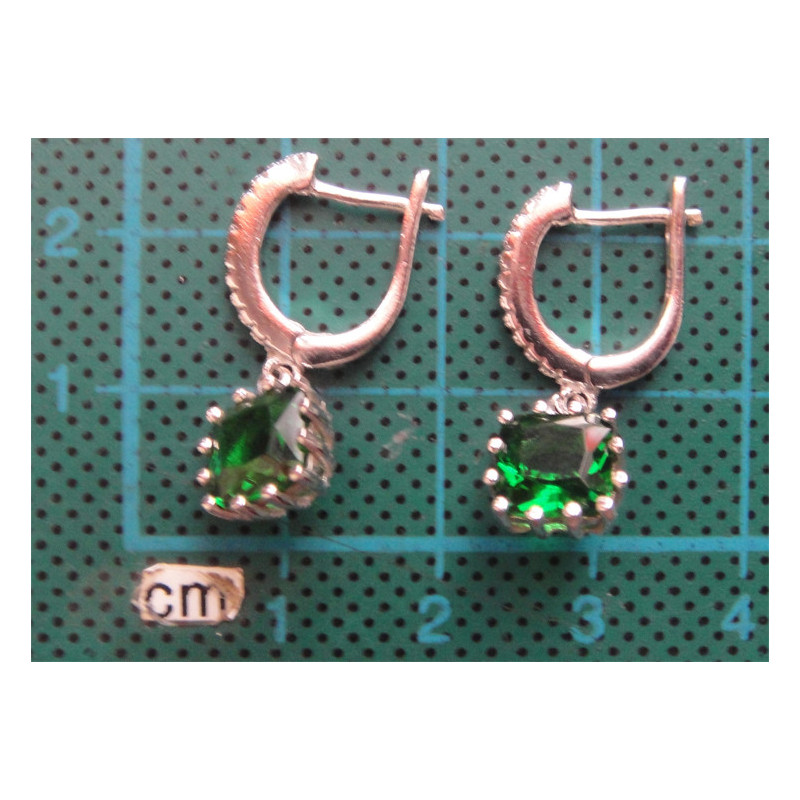 Yeşil Doğal Taşlı Gümüş Küpe_380