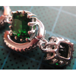 Yeşil Doğal Taşlı Gümüş Küpe_380