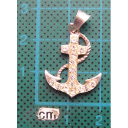 Çapa Formunda Zirkon Taşlı Gümüş Kolye Ucu_1682