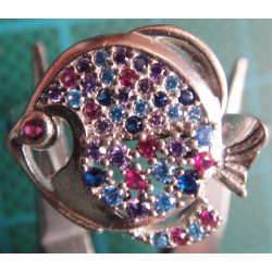 Balık Formunda Gümüş Küpe, Kolye Ucu ve Yüzük Set_384