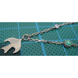 Kırlangıç Kuşlu Kalpli ve Elli Gümüş Kolye_457