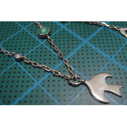 Kırlangıç Kuşlu Kalpli ve Elli Gümüş Kolye_457