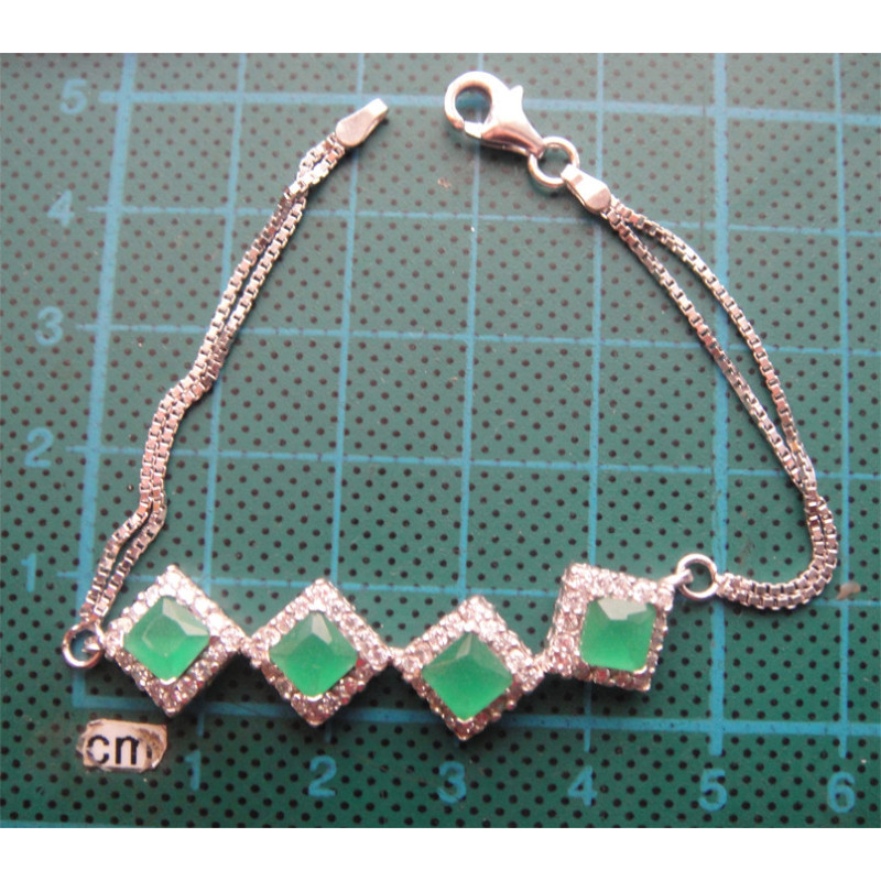 Yeşil Taşlı Gümüş Bileklik_661