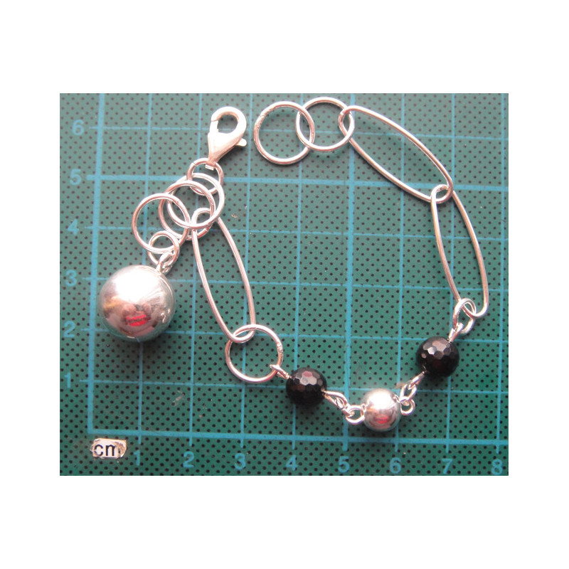 Toplu Siyah Taşlı Gümüş Bileklik_671