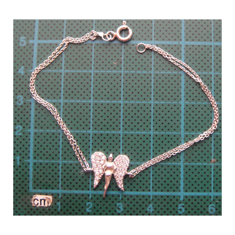 Melek Formunda Zirkon Taşlı Gümüş Bileklik_672