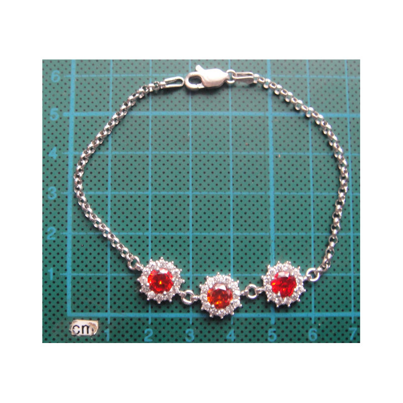 Kırmızı Taşlı Gümüş Bileklik_695