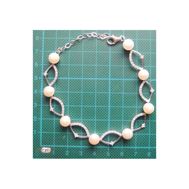 Beyaz İncili Gümüş Bileklik_706