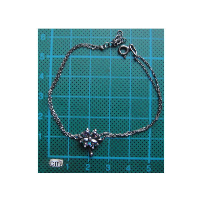 Doğal Taşlı 4 Yapraklı Yonca Gümüş Bileklik_717