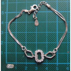 Zirkon Taşlı "D" Harfli Gümüş Bileklik_755