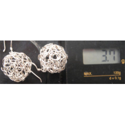 El İşçilikli Gümüş Top Küpe_406