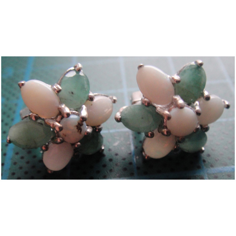 Doğal Taşlı Gümüş Küpe_407