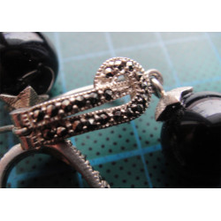 Siyah Taşlı Gümüş Küpe_413