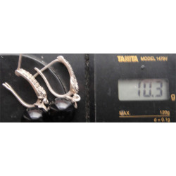 Siyah Taşlı Gümüş Küpe_413