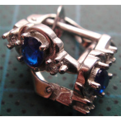 Mavi Taşlı Gümüş Küpe_418