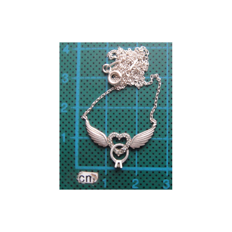 Kanatlı Kalplı Gümüş Kolye Ucu_1698