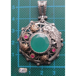 Yeşil Taşlı Gümüş Kolye Ucu_1699