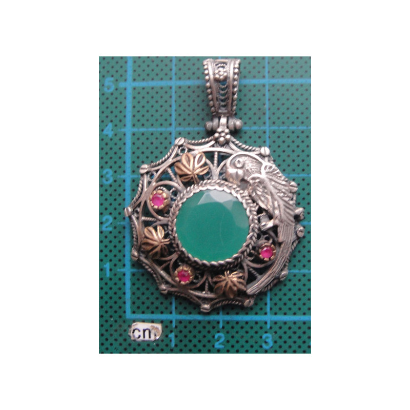 Yeşil Taşlı Gümüş Kolye Ucu_1699