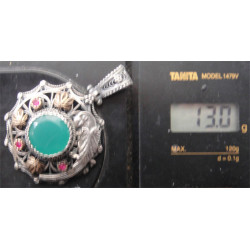 Yeşil Taşlı Gümüş Kolye Ucu_1699