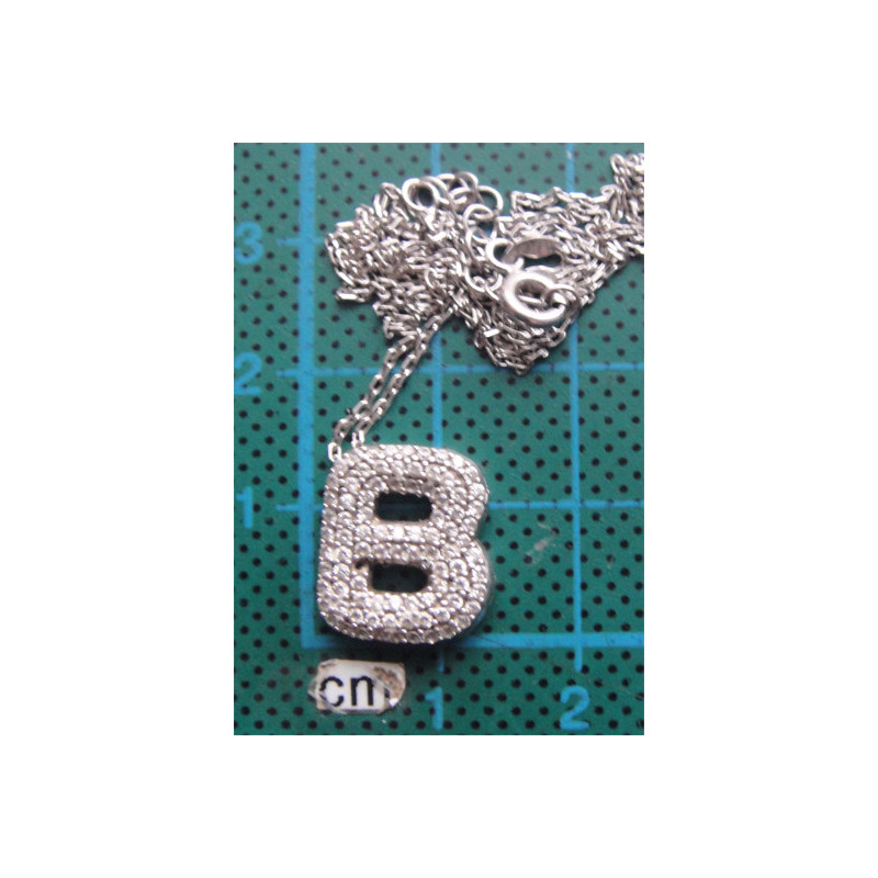 Zirkon Taşlı Gümüş B Harfli Kolye Ucu_1700