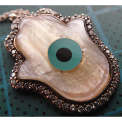 Sedefli Rabia Eli Gümüş Kolye Ucu_1709