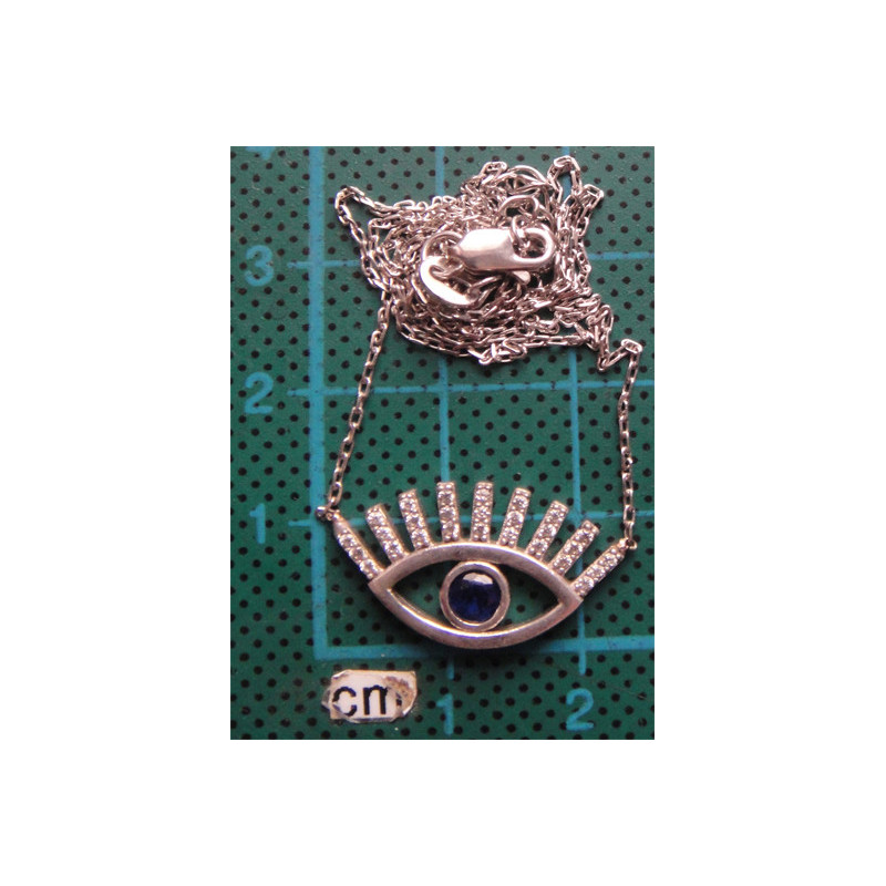 Zirkon Taşlı Gümüş Göz Kolye Ucu_1713