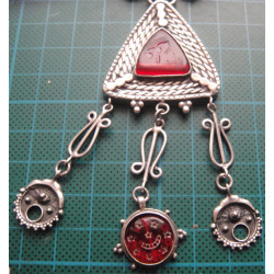 Akik Taşlı Gümüş Kolye ve Küpe Set_485