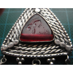 Akik Taşlı Gümüş Kolye ve Küpe Set_485